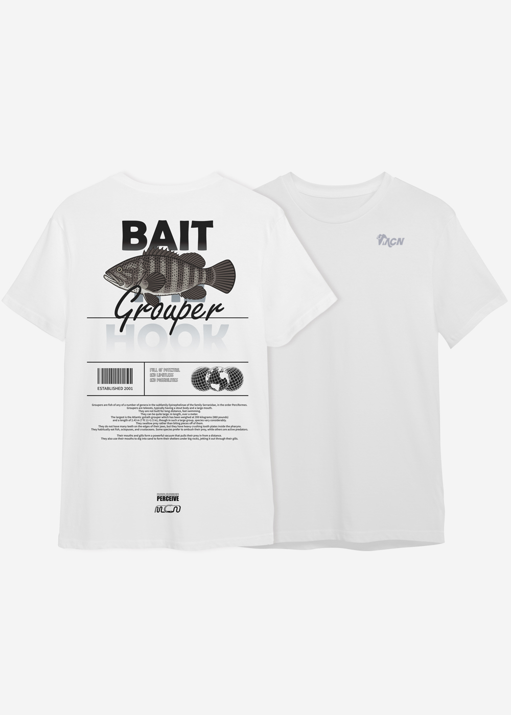 mcnfishing[MFTS-GROUPER] 농어 경량 스판 기능성 반팔 티셔츠 (화이트, 블랙)