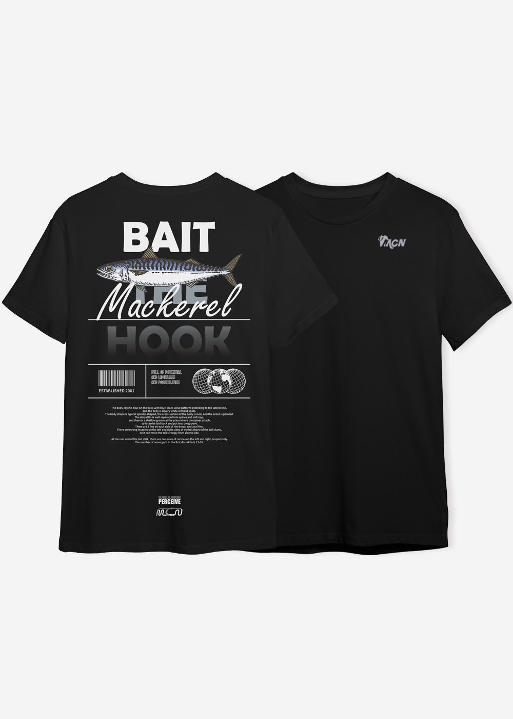 mcnfishing[MFTS-MACKEREL] 고등어 경량 스판 기능성 반팔 티셔츠 (화이트, 블랙)