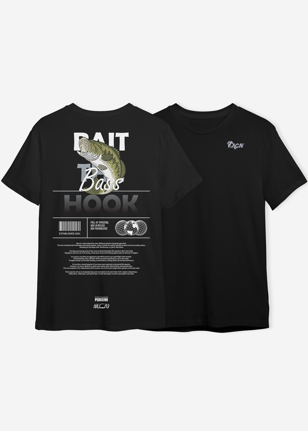 mcnfishing[MFTS-BASS] 배스 경량 스판 기능성 반팔 티셔츠 (화이트, 블랙)