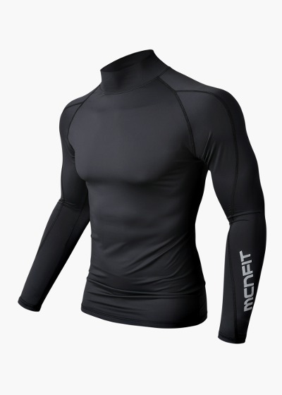 mcnfishing[MTL-COLD GEAR-BLACK] 블랙 슬림핏 UV 터틀넥 긴팔 기능성 스포츠 티셔츠